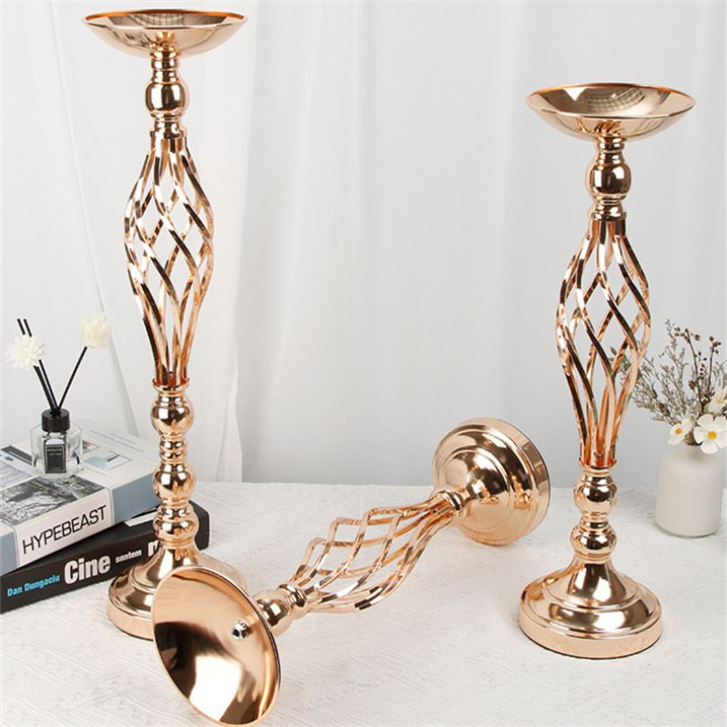 Modern Wedding Centerpiece Metal Flower and Candle Holder