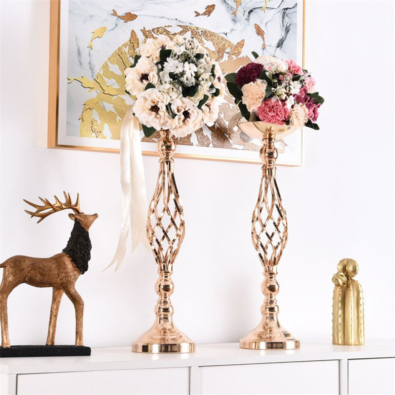 Modern Wedding Centerpiece Metal Flower and Candle Holder