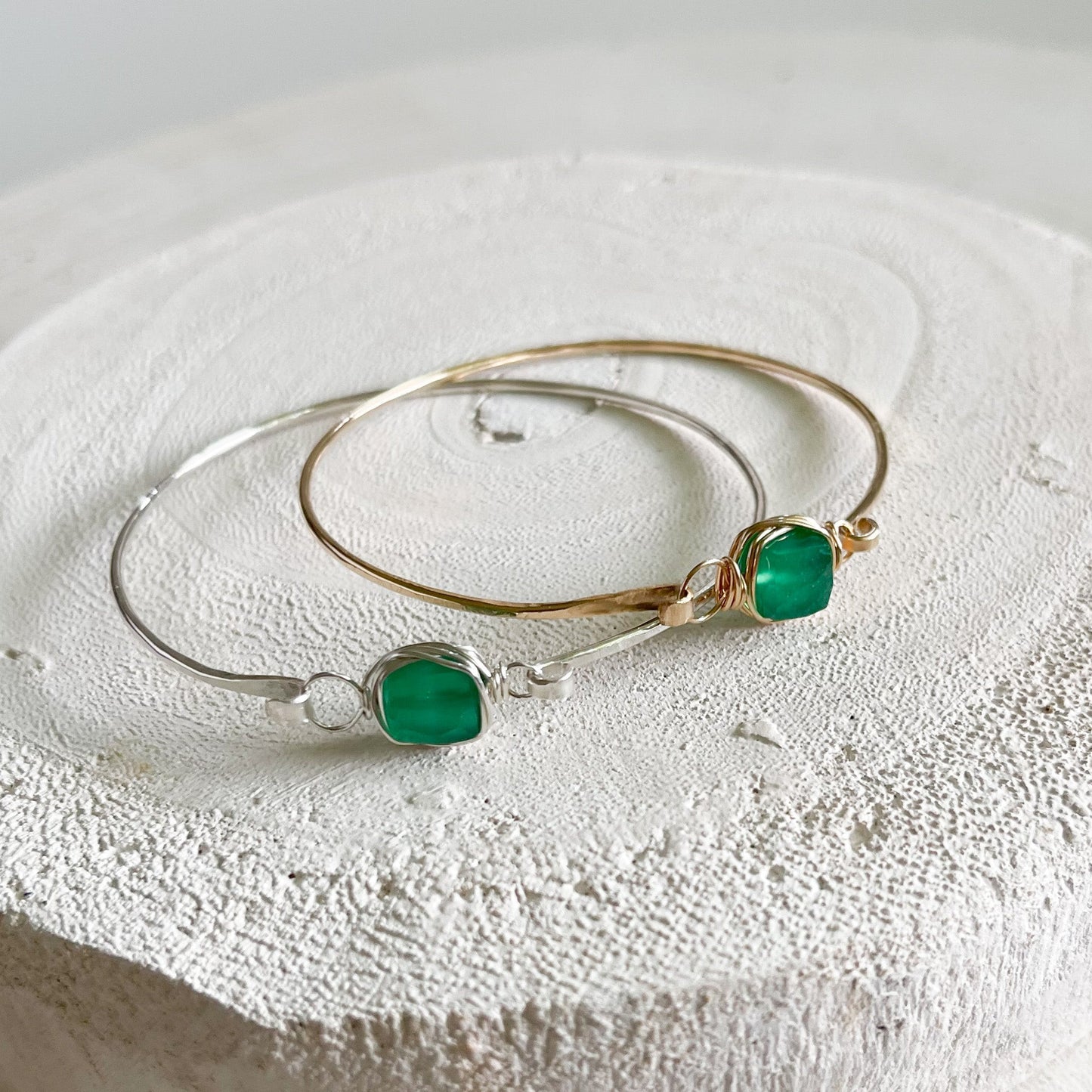 Green Onyx Gemstone Stacking Bracelet