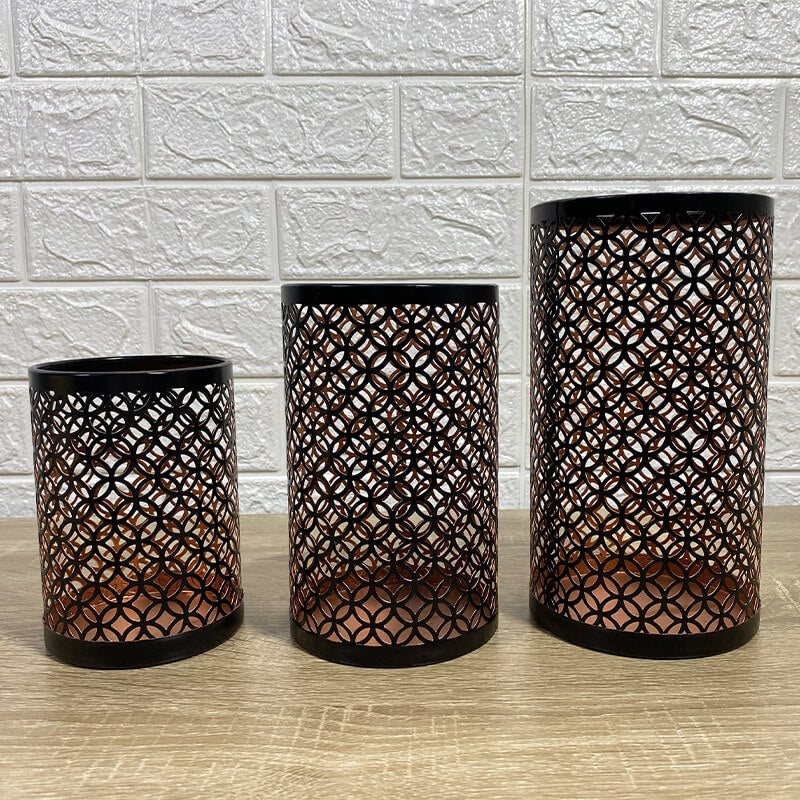 3Pcs Iron Hollow Decorative Candle Holder