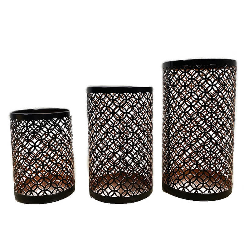 3Pcs Iron Hollow Decorative Candle Holder