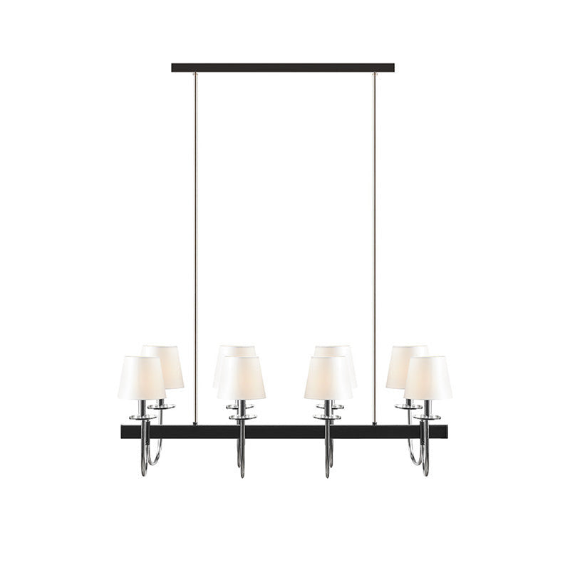 Light Traditional Black Chandelier with Silver Drum Shades