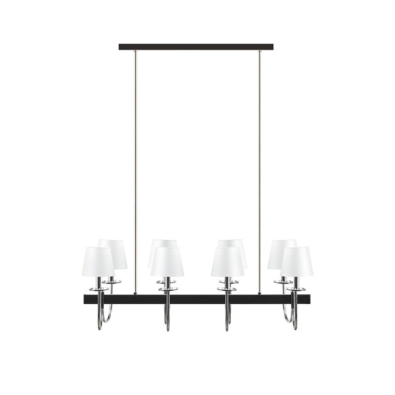 Light Traditional Black Chandelier with Silver Drum Shades