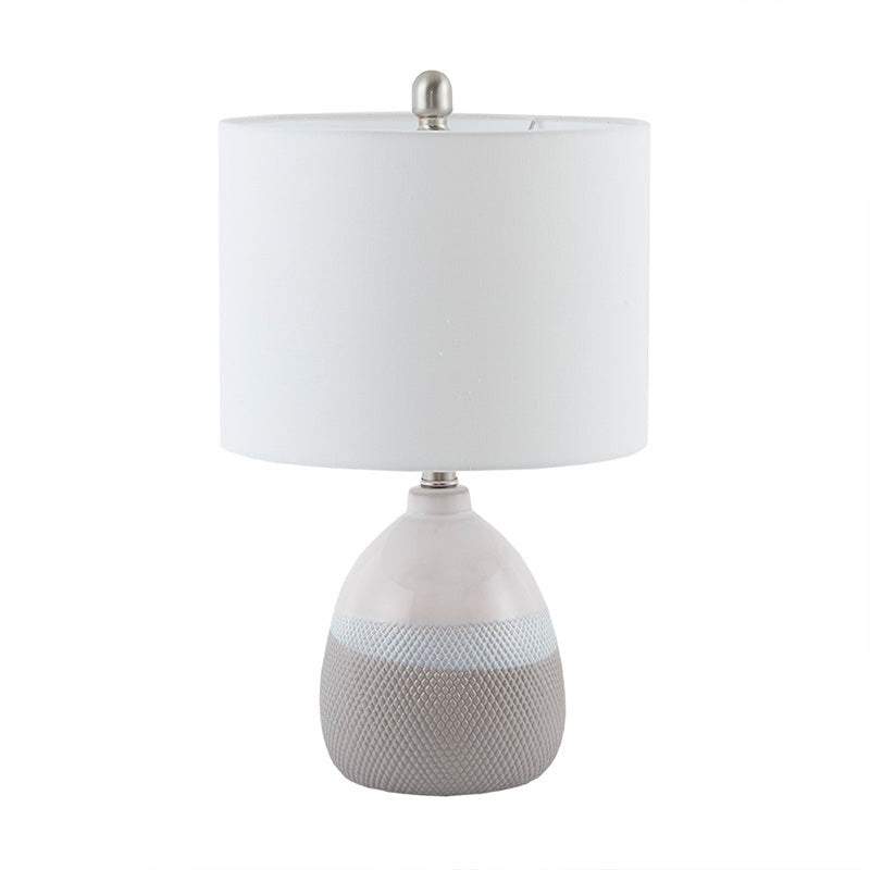 Modern Grey Ceramic Textured Fabric Table Lamp