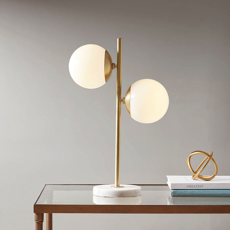 Gold Glass Globe Marble Base Table Lamp