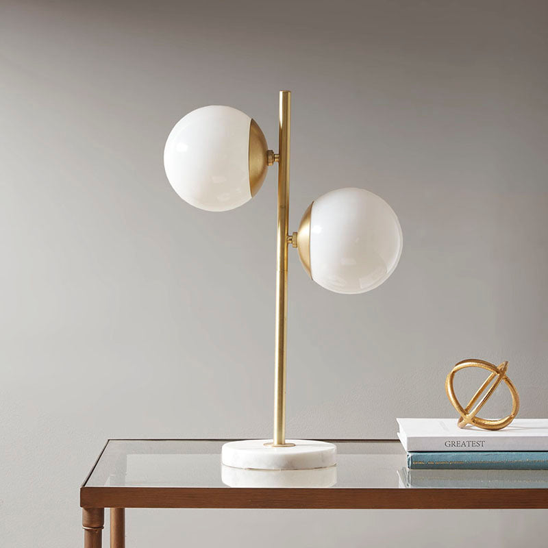 Gold Glass Globe Marble Base Table Lamp