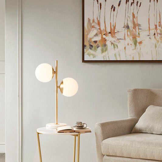 Gold Glass Globe Marble Base Table Lamp