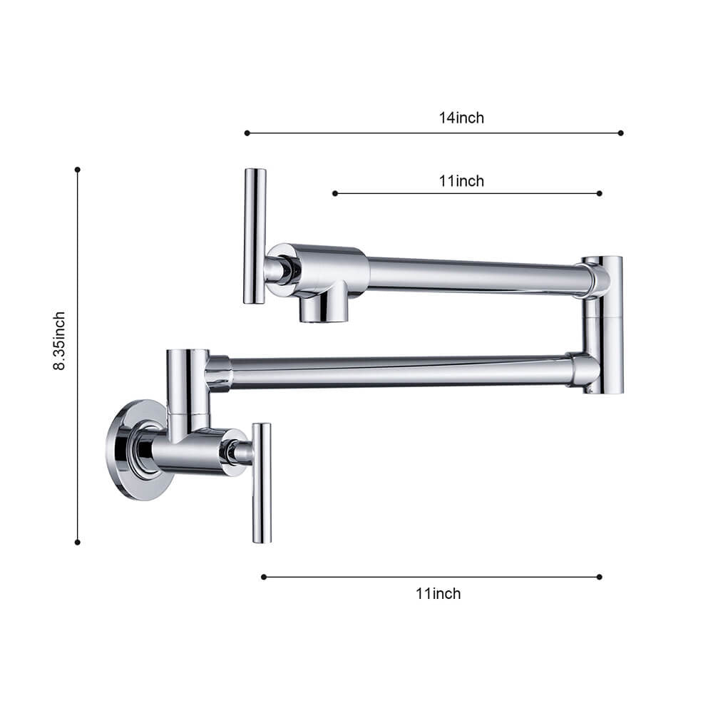 Chrome Brass Wall Mounted Pot Filler Kitchen Faucet