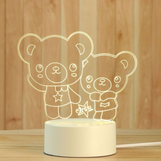 Teddy Couples 3D Acrylic USB Led Night Light2