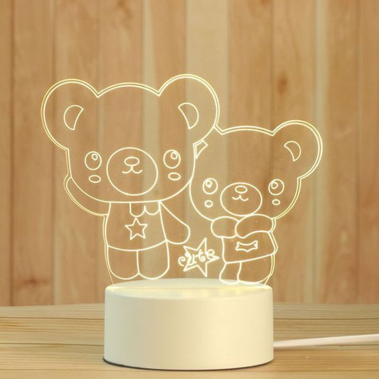 Teddy Couples 3D Acrylic USB Led Night Light2