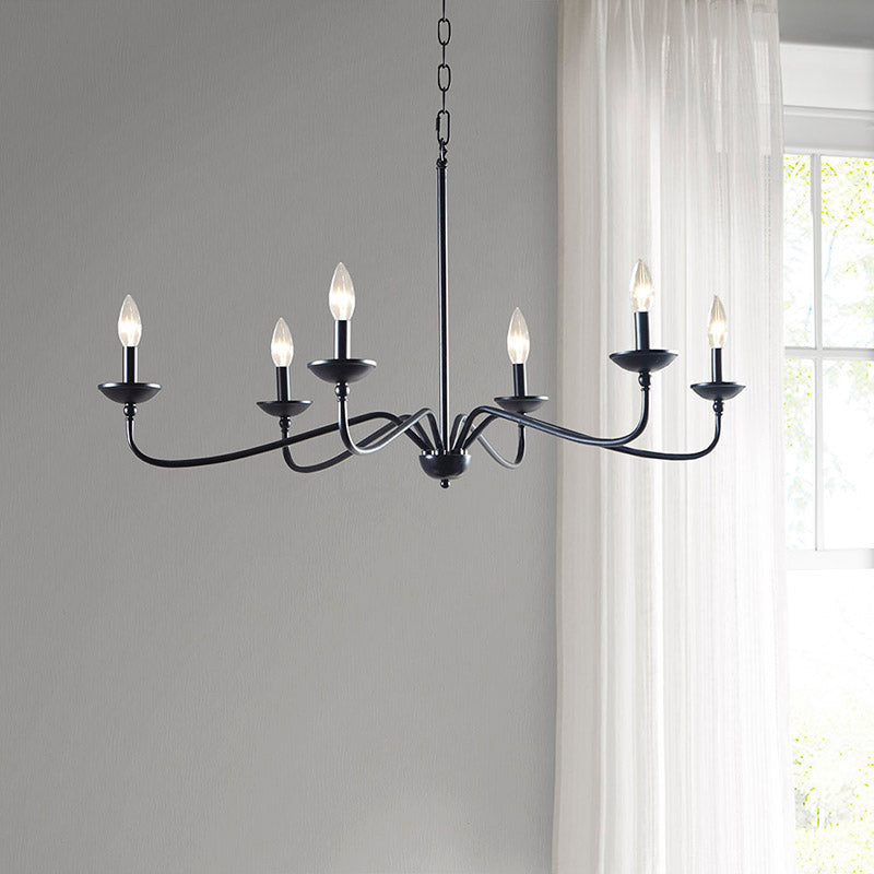 Matte Black 6-Light Farmhouse Metal Chandelier