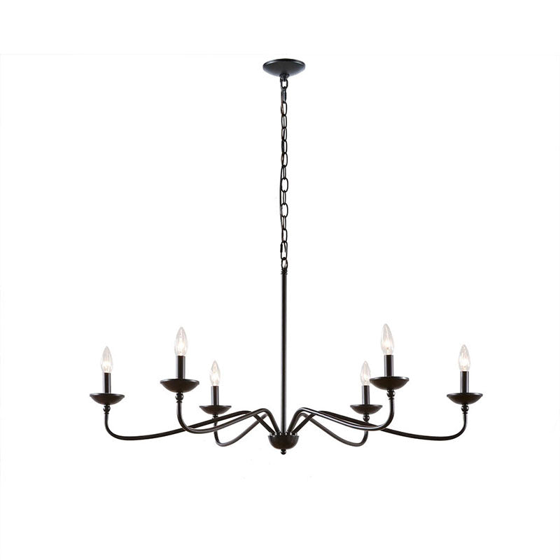 Matte Black 6-Light Farmhouse Metal Chandelier