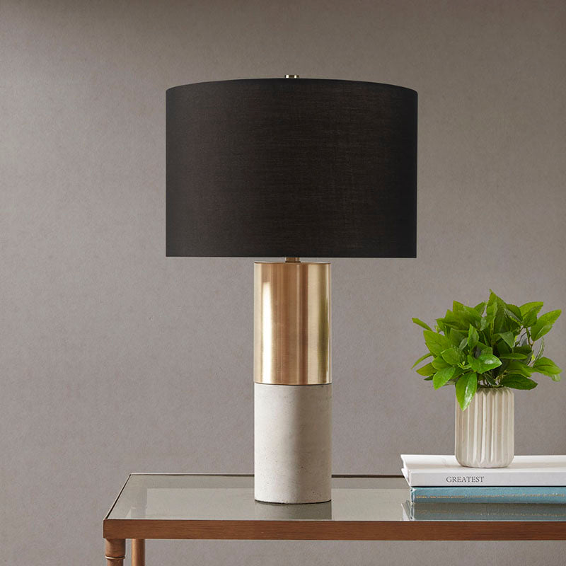 Black Concrete Polyester Metal Table Lamp