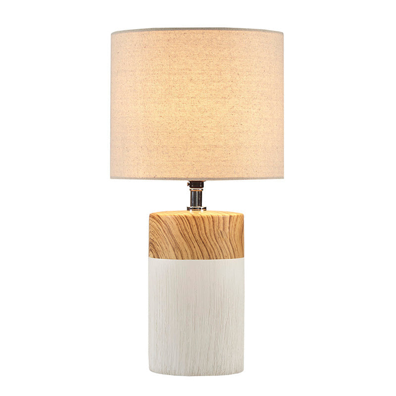 White Textured Ceramic Table Lamp with Two Tone Base