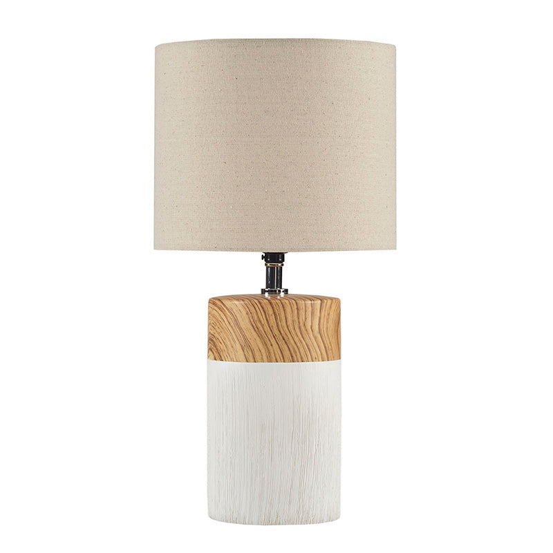 White Textured Ceramic Table Lamp with Two Tone Base