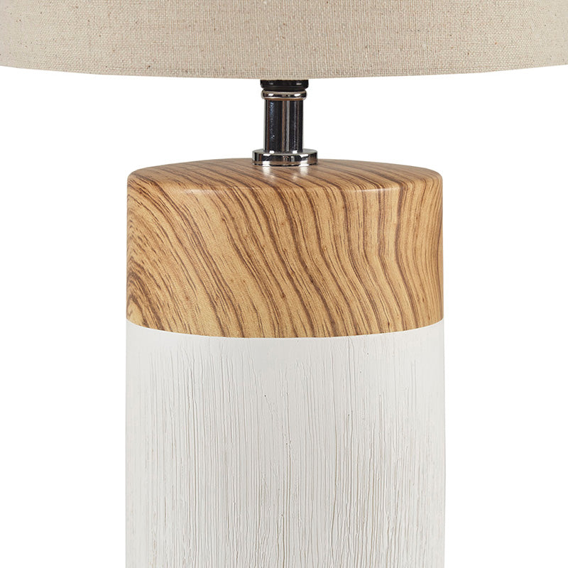 White Textured Ceramic Table Lamp with Two Tone Base