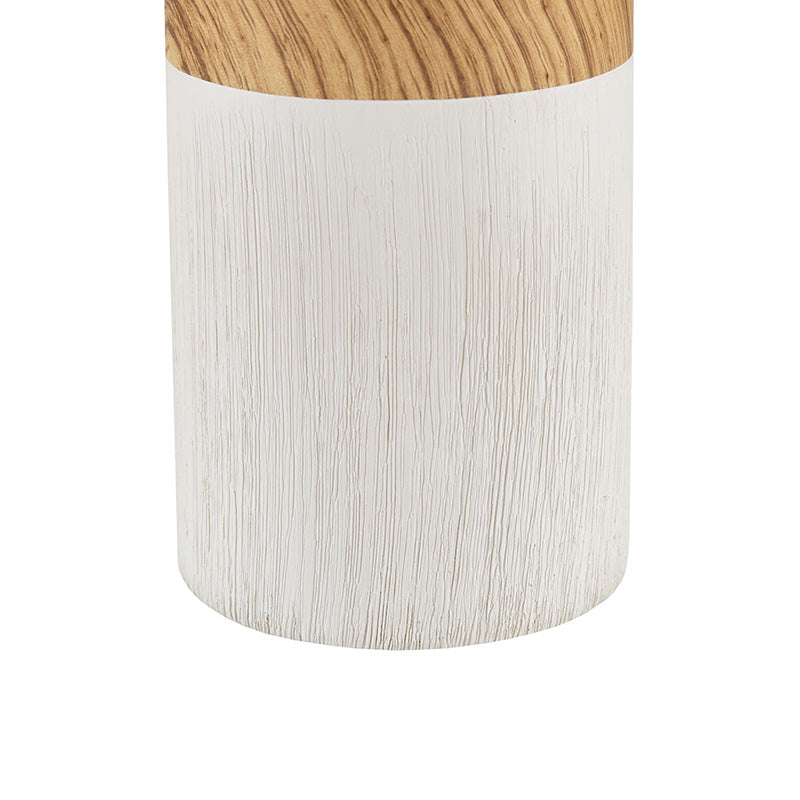 White Textured Ceramic Table Lamp with Two Tone Base