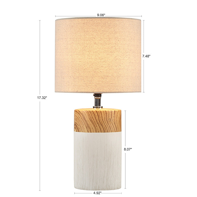 White Textured Ceramic Table Lamp with Two Tone Base