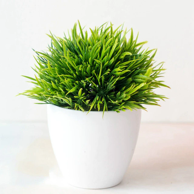 1Pcs Artificial Potted Green Plants Phoenix Grass