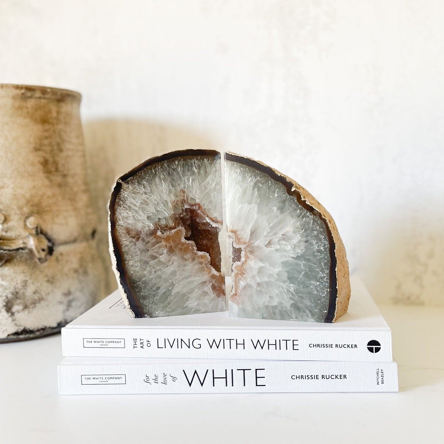 Natural Agate Druzy Bookends