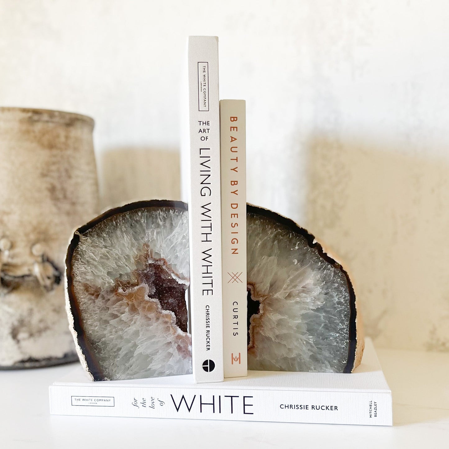 Natural Agate Druzy Bookends