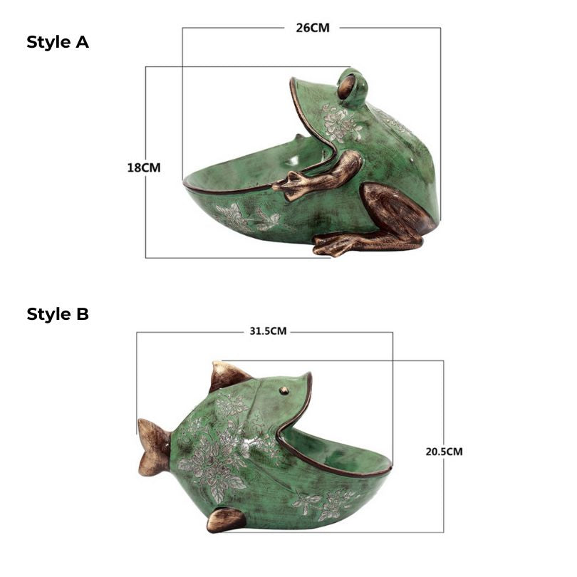 Retro 3D Decorative Frog - Fish Sculpture for Storage