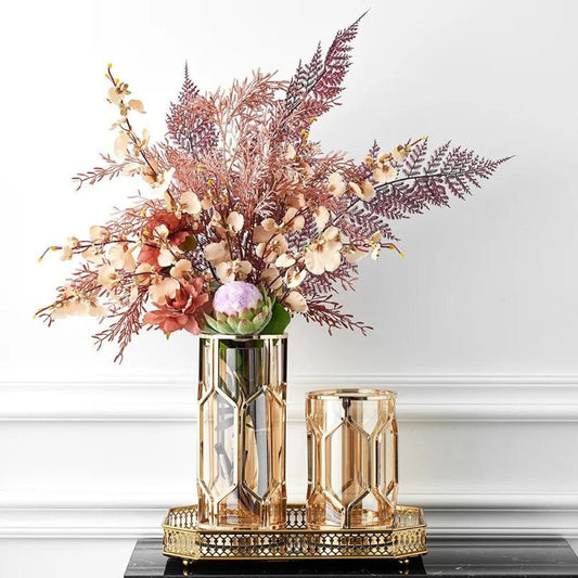 European Luxury Transparent Golden Glass Vase