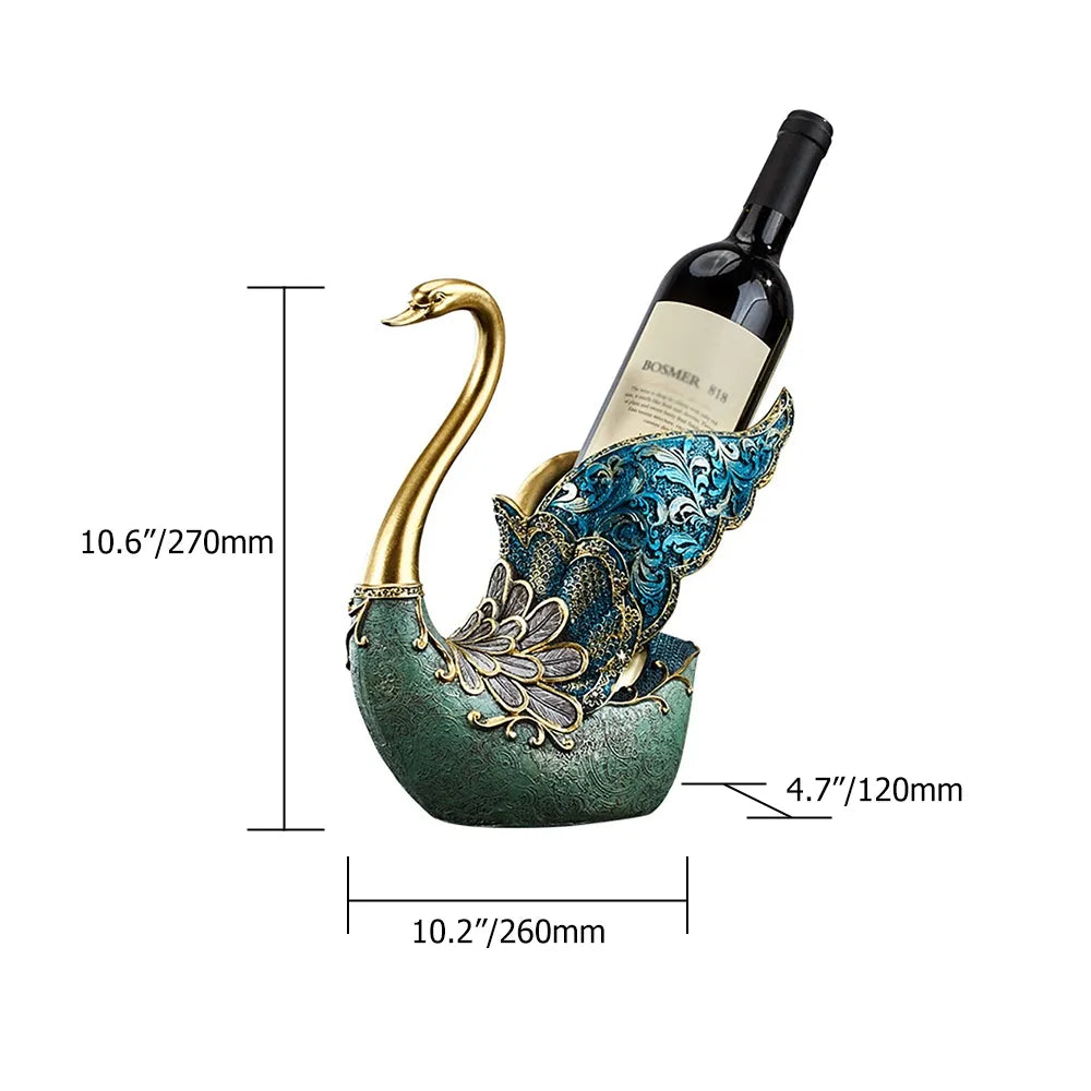 Mini Bar Decor Swan Wine Rack Bottle Holder in Resin