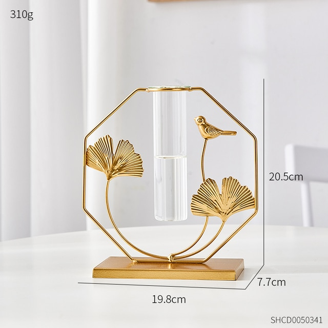 Golden Hydroponic Test Tube Glass flower vase