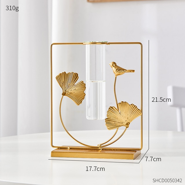 Golden Hydroponic Test Tube Glass flower vase