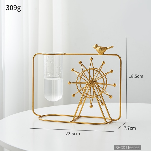 Golden Hydroponic Test Tube Glass flower vase