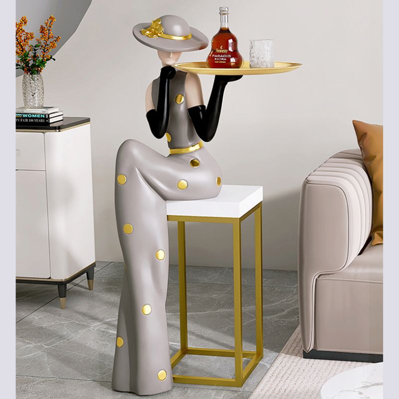 Modern Abstract Floor Decor Figurine with Tray