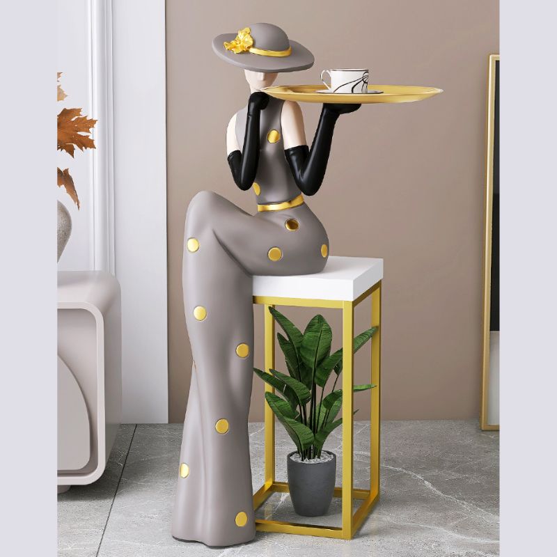 Modern Abstract Floor Decor Figurine with Tray