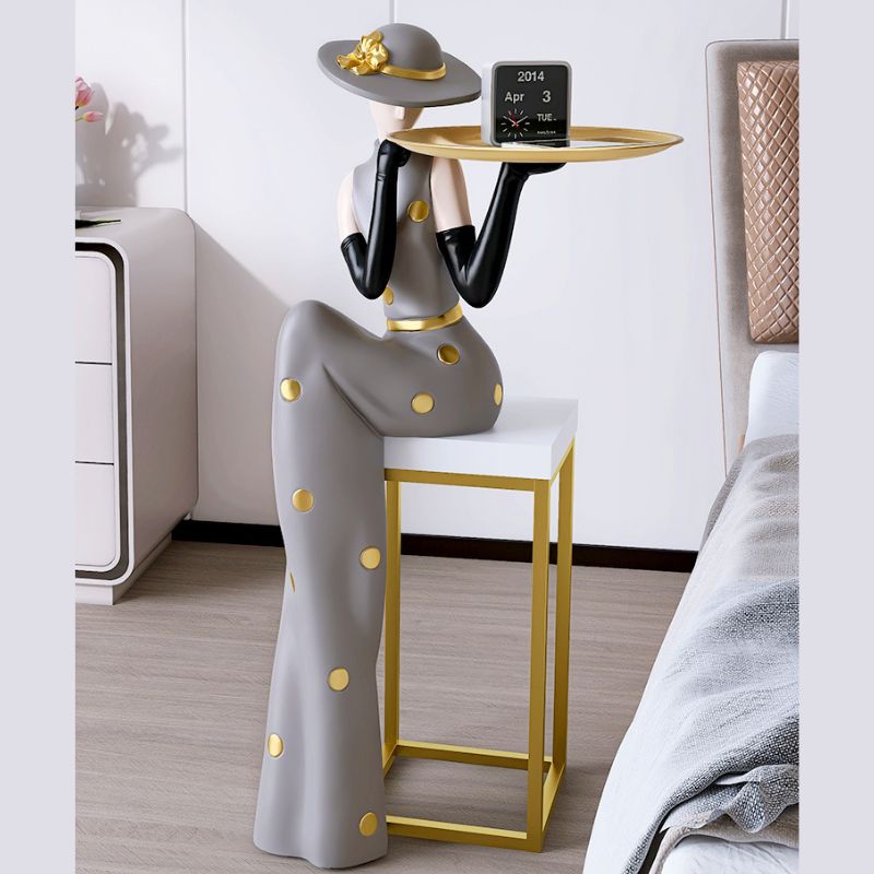 Modern Abstract Floor Decor Figurine with Tray