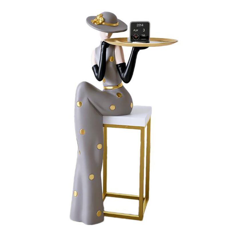 Modern Abstract Floor Decor Figurine with Tray