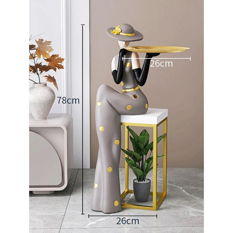 Modern Abstract Floor Decor Figurine with Tray