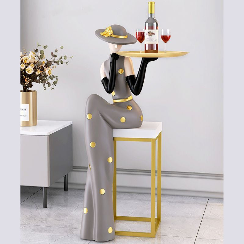 Modern Abstract Floor Decor Figurine with Tray