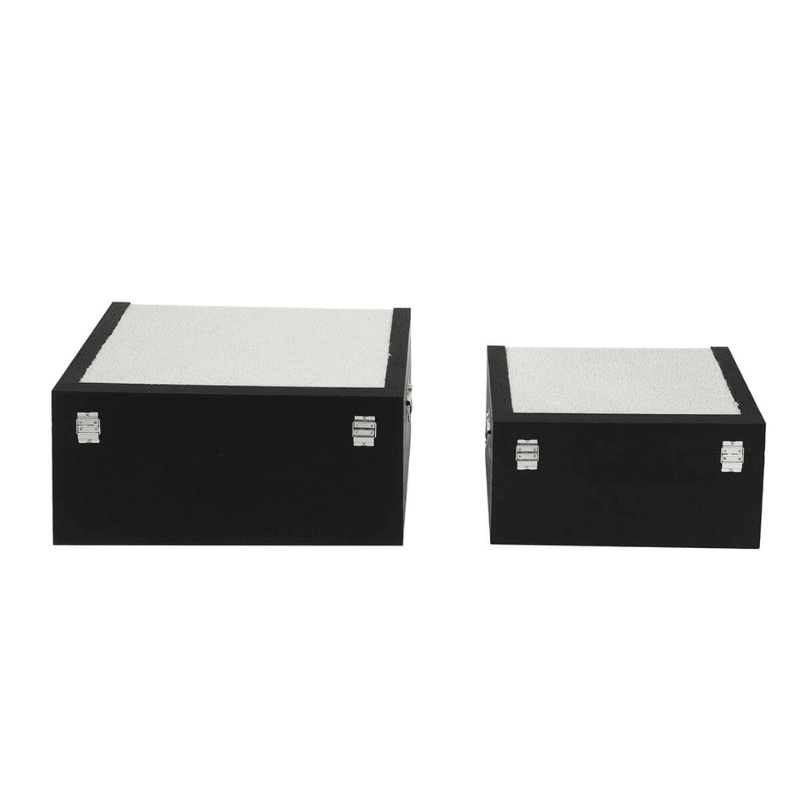 Modern White Faux Fleece Decorative Storage Boxes - Set of 2