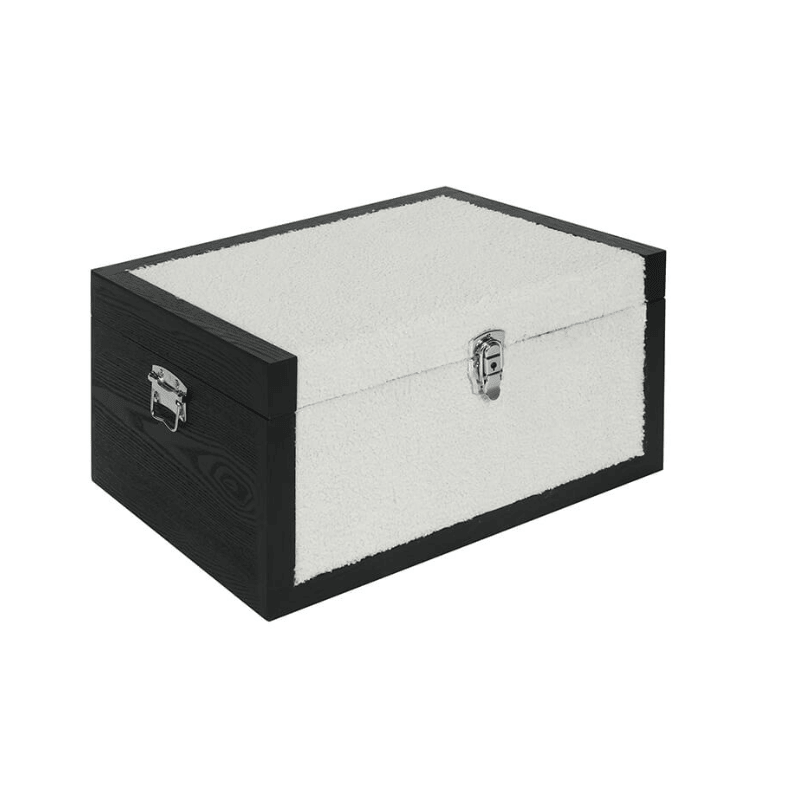 Modern White Faux Fleece Decorative Storage Boxes - Set of 2