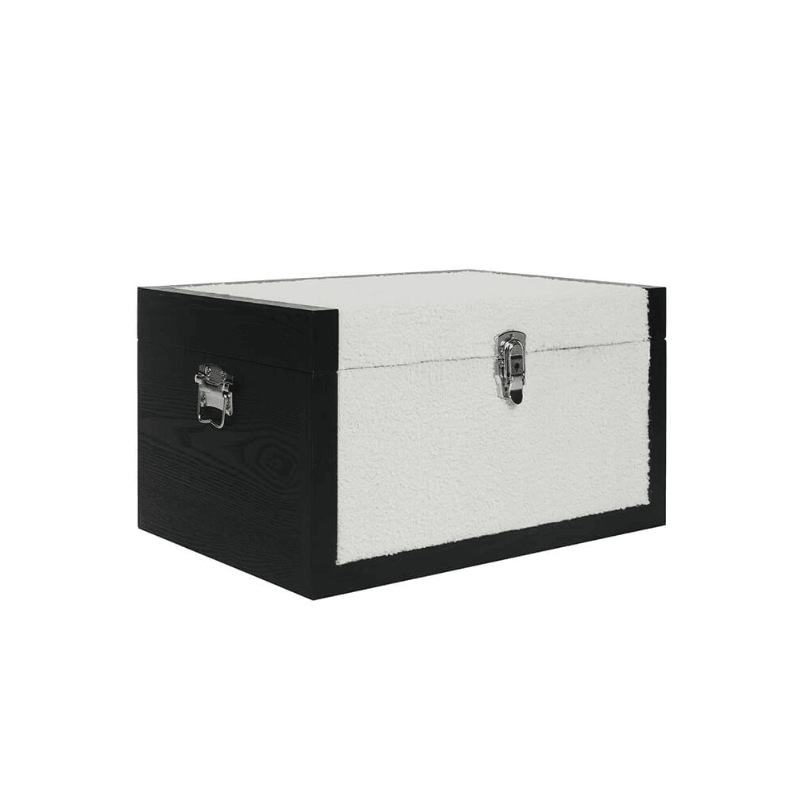 Modern White Faux Fleece Decorative Storage Boxes - Set of 2