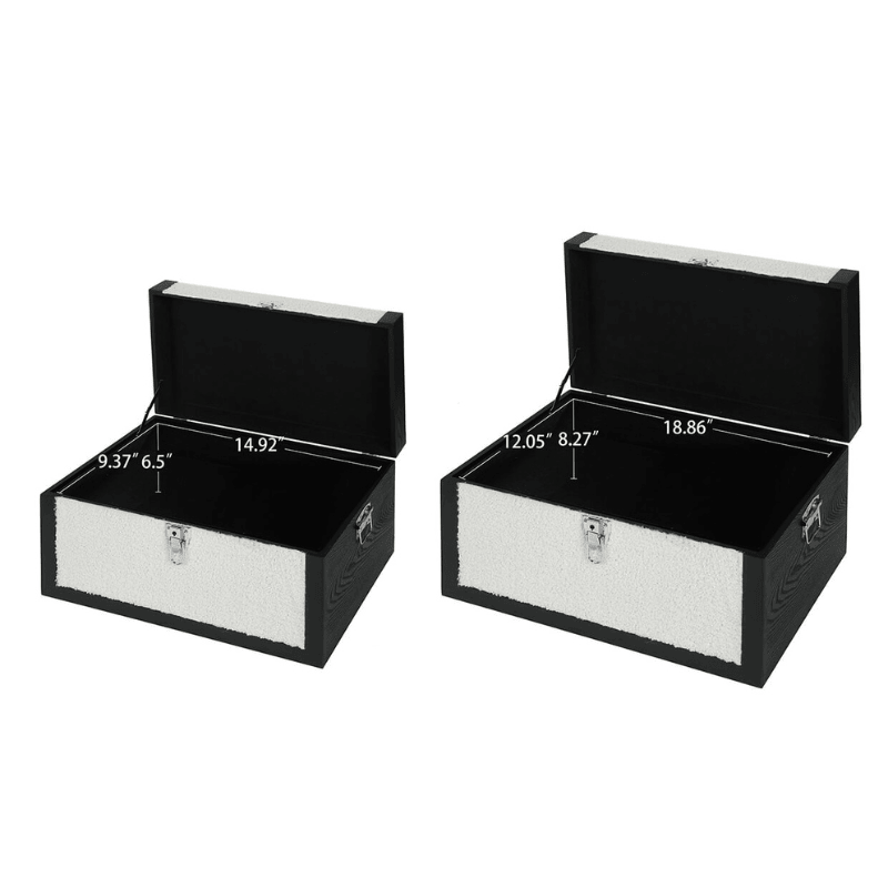 Modern White Faux Fleece Decorative Storage Boxes - Set of 2