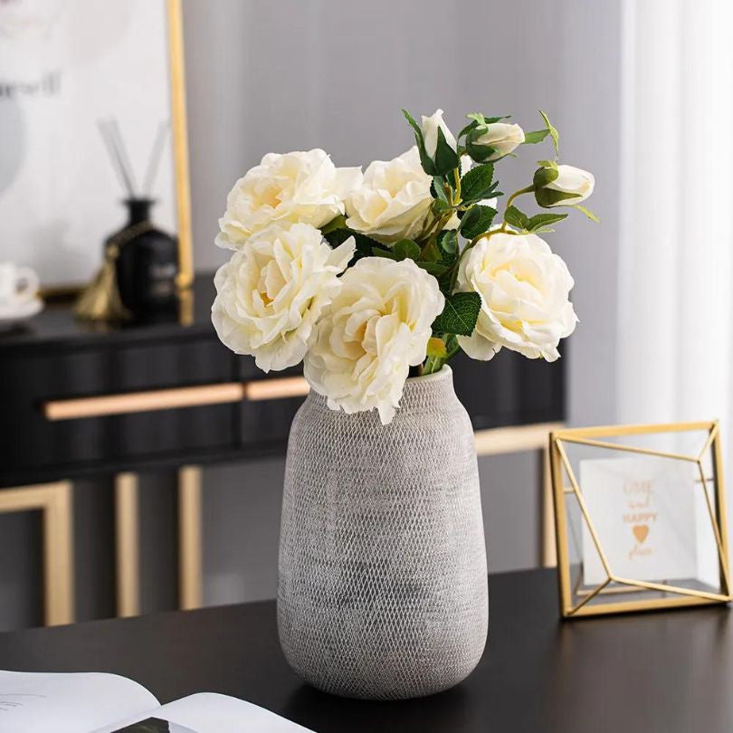 Nordic Minimalist Ceramic Mesh Flower Vase