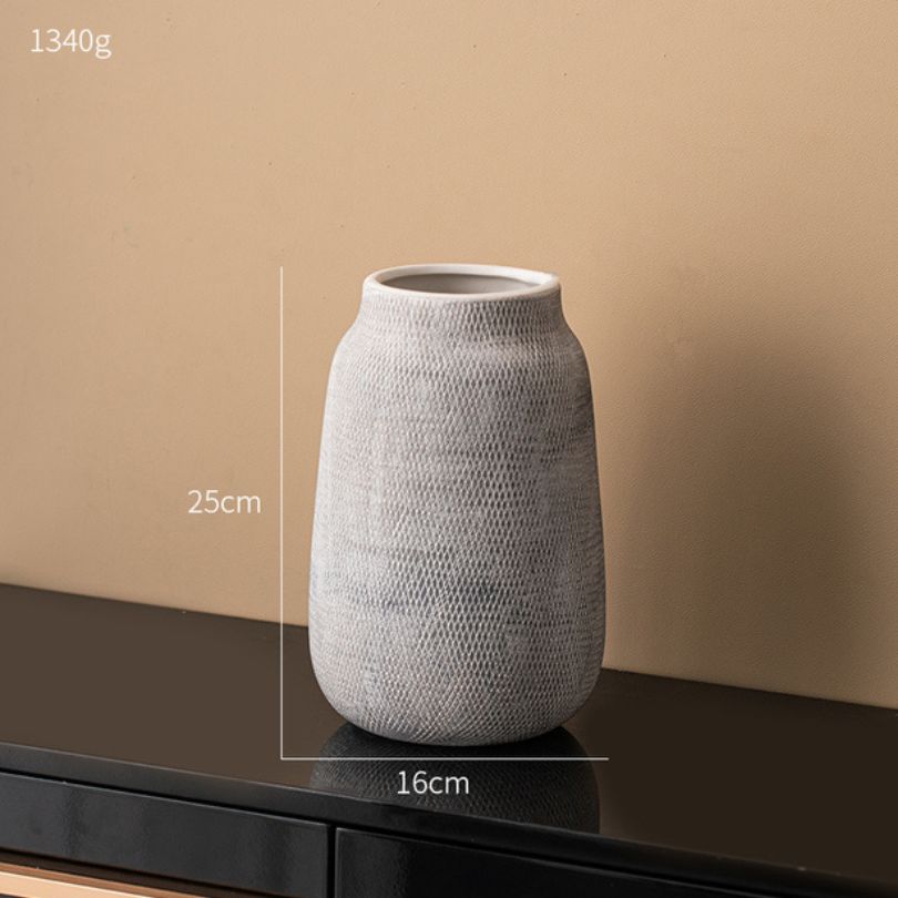 Nordic Minimalist Ceramic Mesh Flower Vase