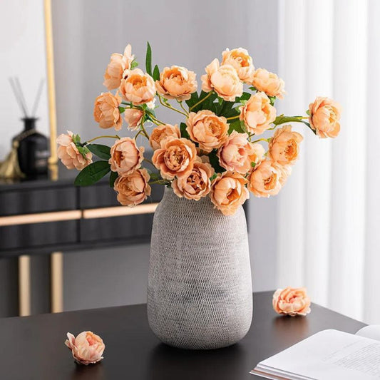 Nordic Minimalist Ceramic Mesh Flower Vase