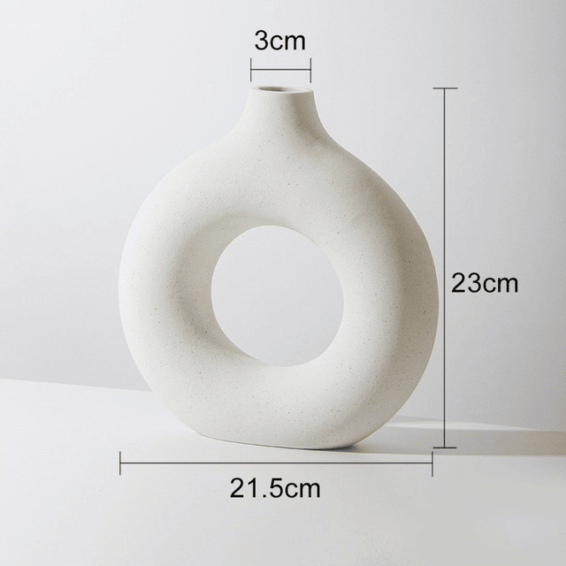 Circular Hollow Ceramic Donuts Flower Vase