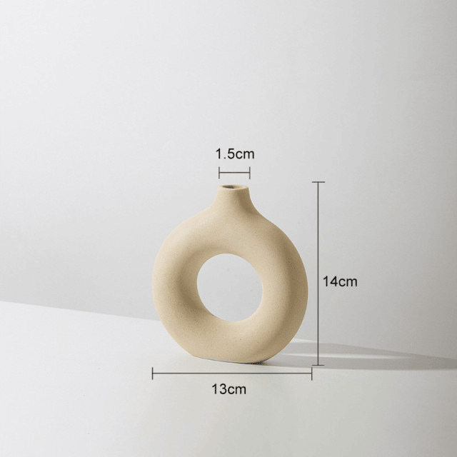 Circular Hollow Ceramic Donuts Flower Vase