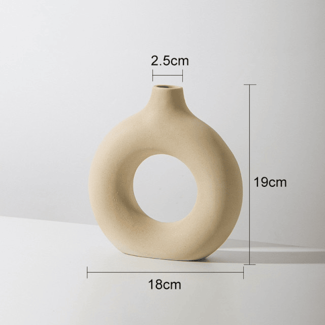 Circular Hollow Ceramic Donuts Flower Vase