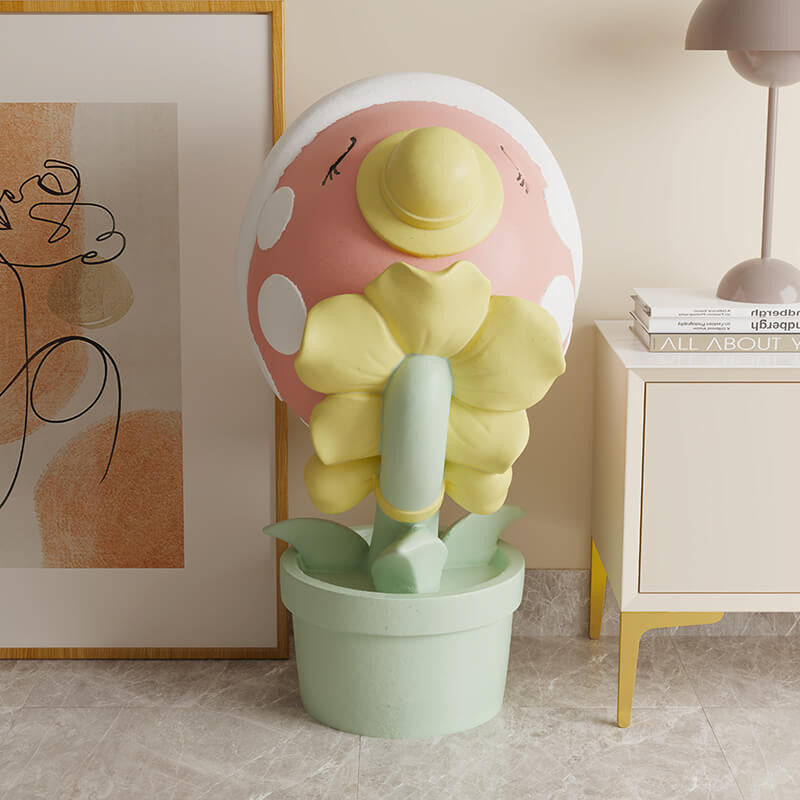 Decorative Cartoon Flower Pot Statue with Storage