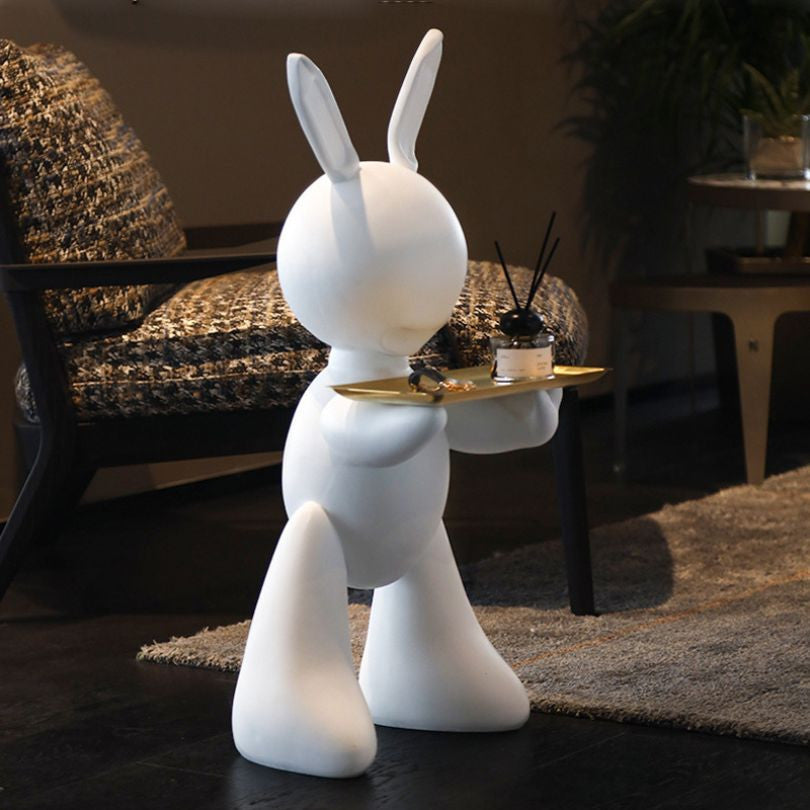 Modern Decorative Resin Rabbit Statue with Tray