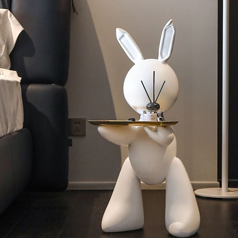 Modern Decorative Resin Rabbit Statue with Tray